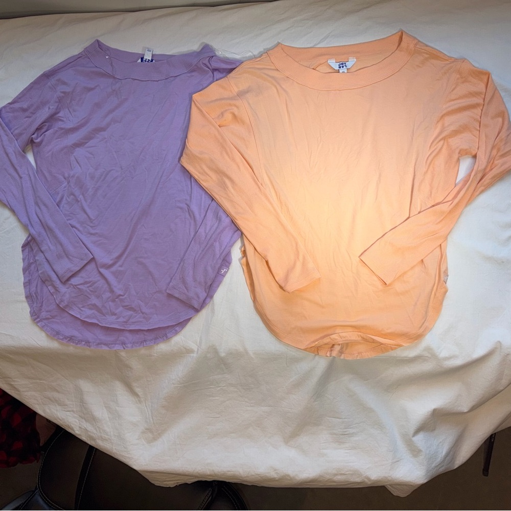 JoyLab Long Sleeve Tunic Tops - Lavender and Peach